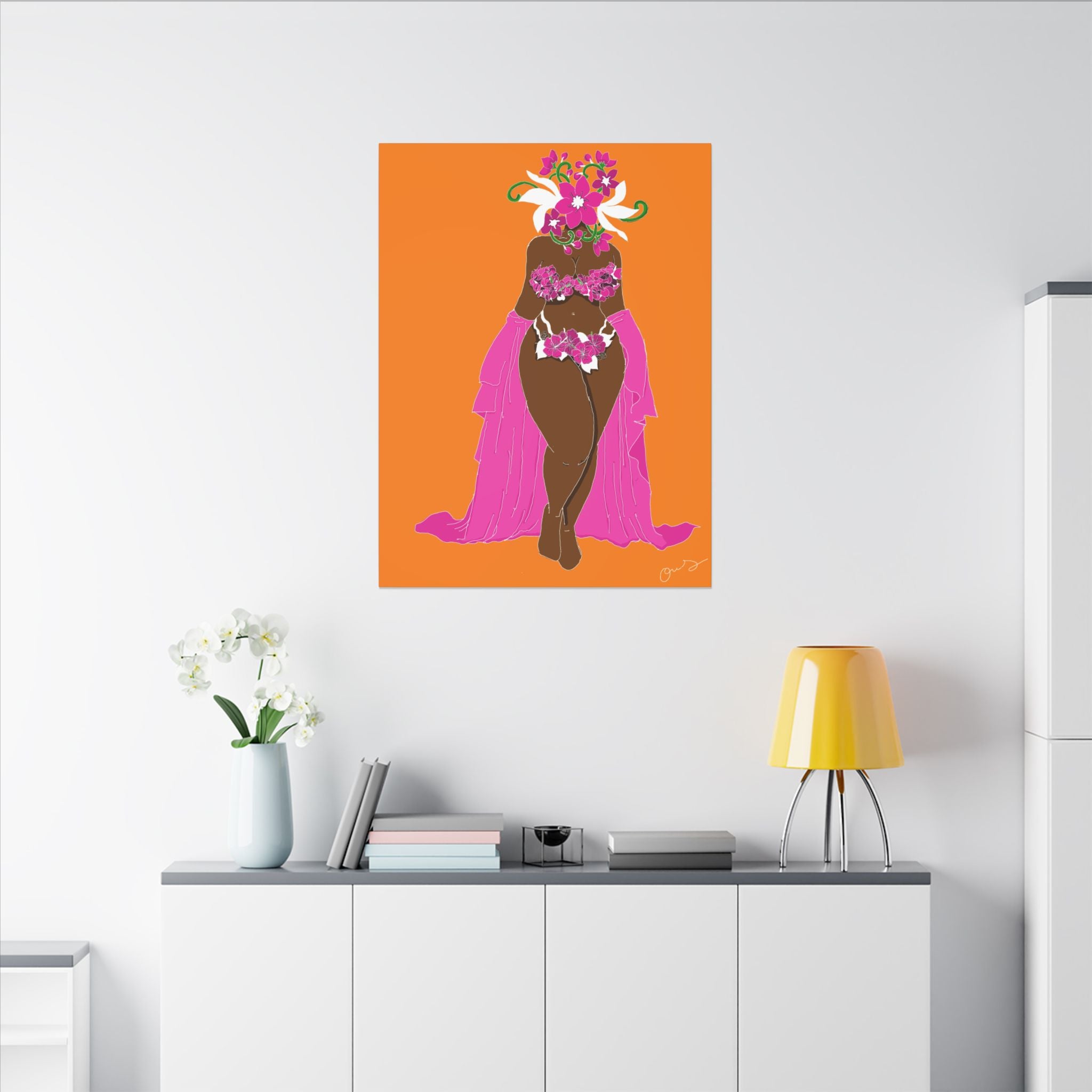 Woman and Her Garden (White outline | digital drawn)