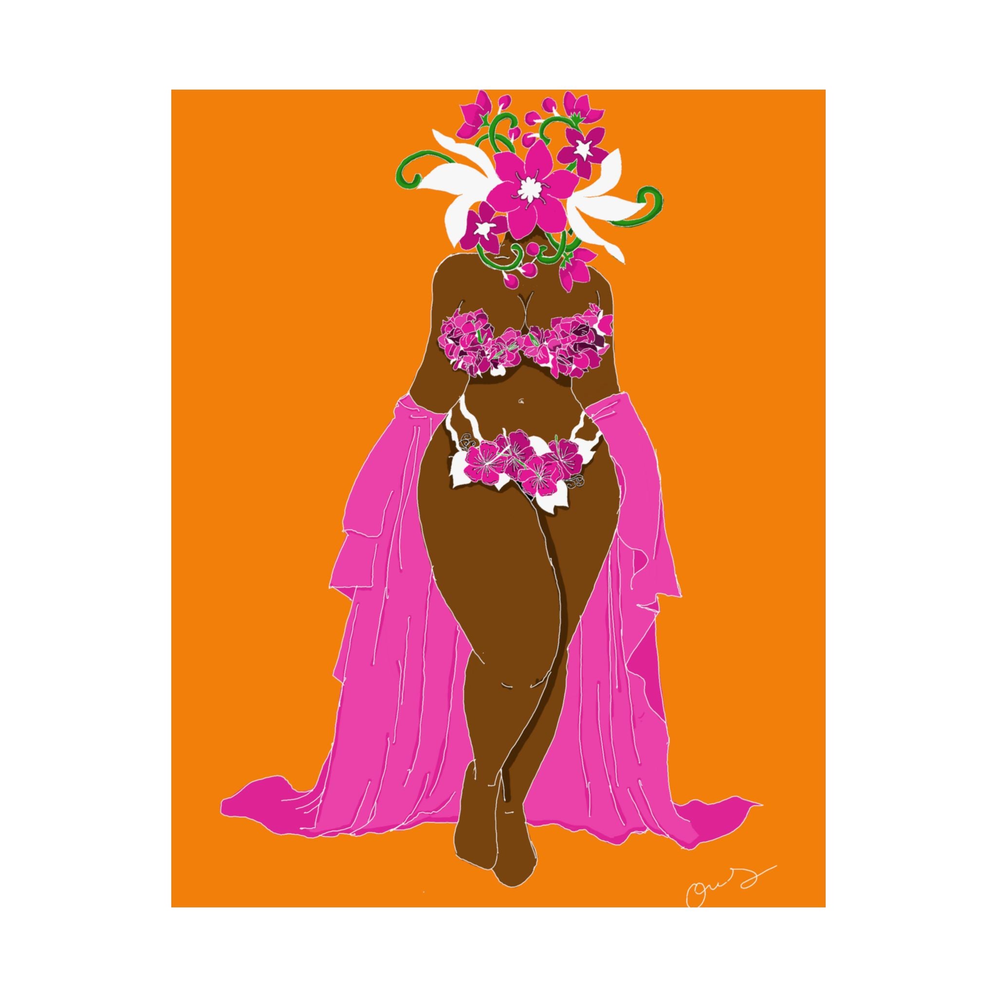 Woman and Her Garden (White Outline)