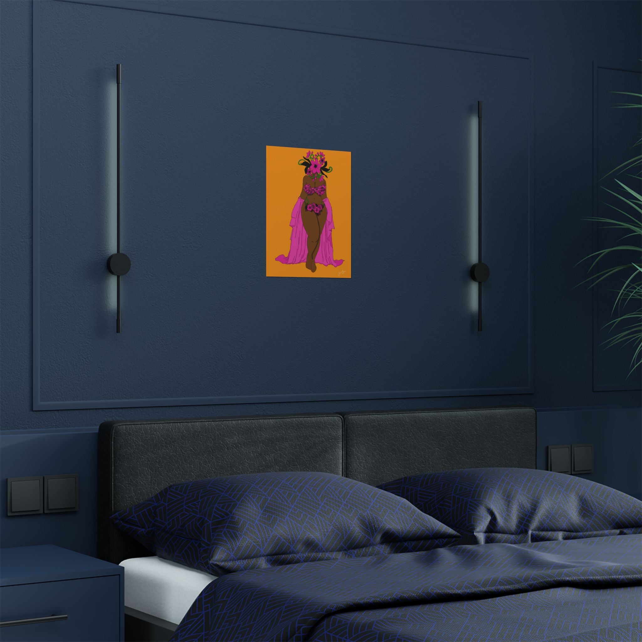 Woman and Her Garden Poster (Black Outline)