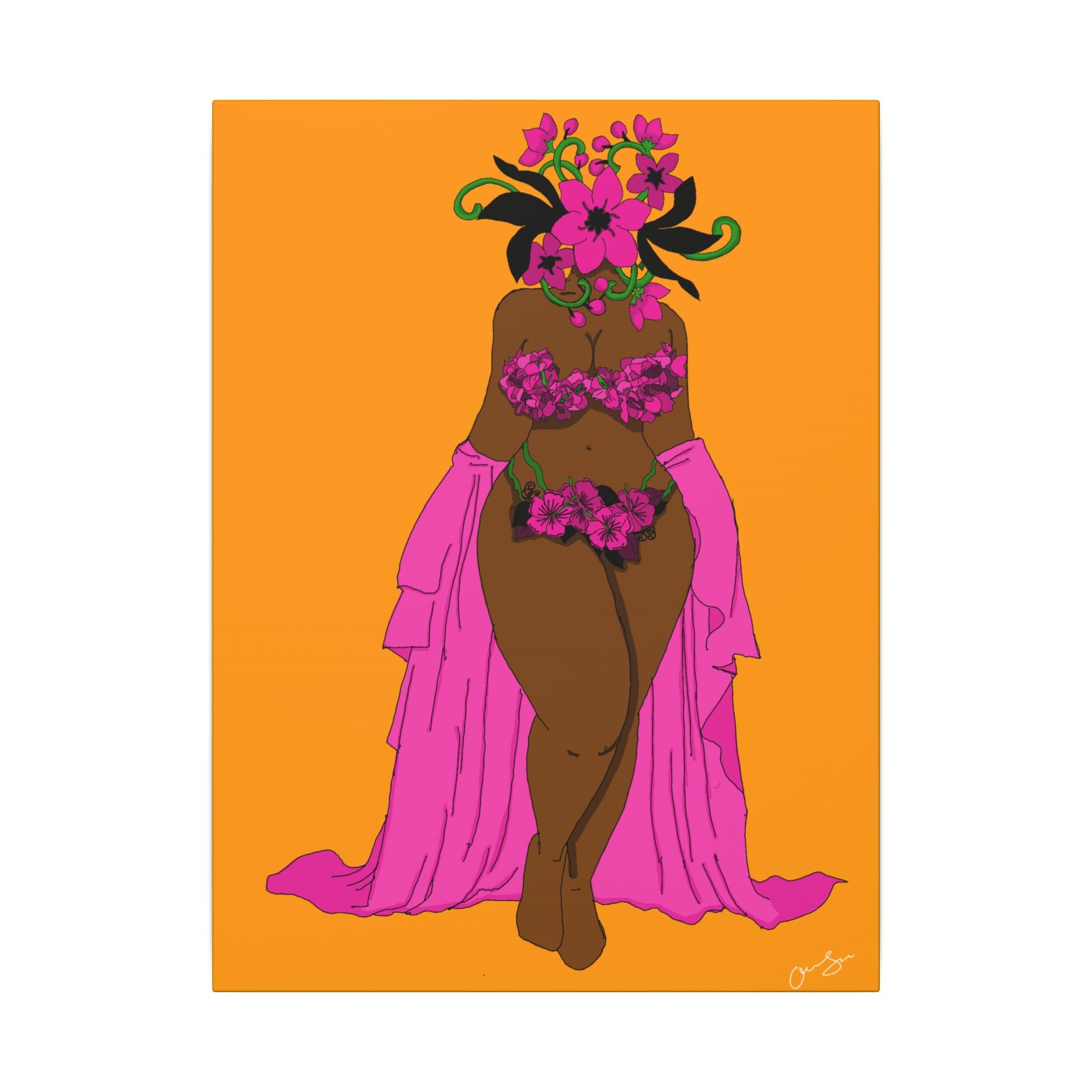 Woman and Her Garden ( Black outline | Digital Drawn)