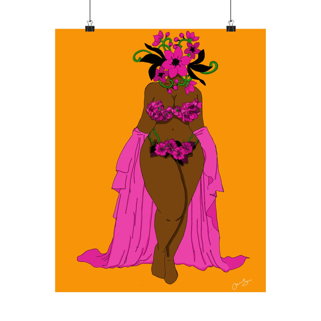 Woman and Her Garden Poster (Black Outline)