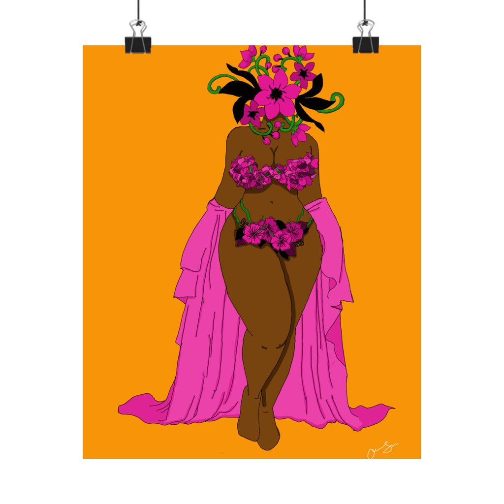 Woman and Her Garden Poster (Black Outline)