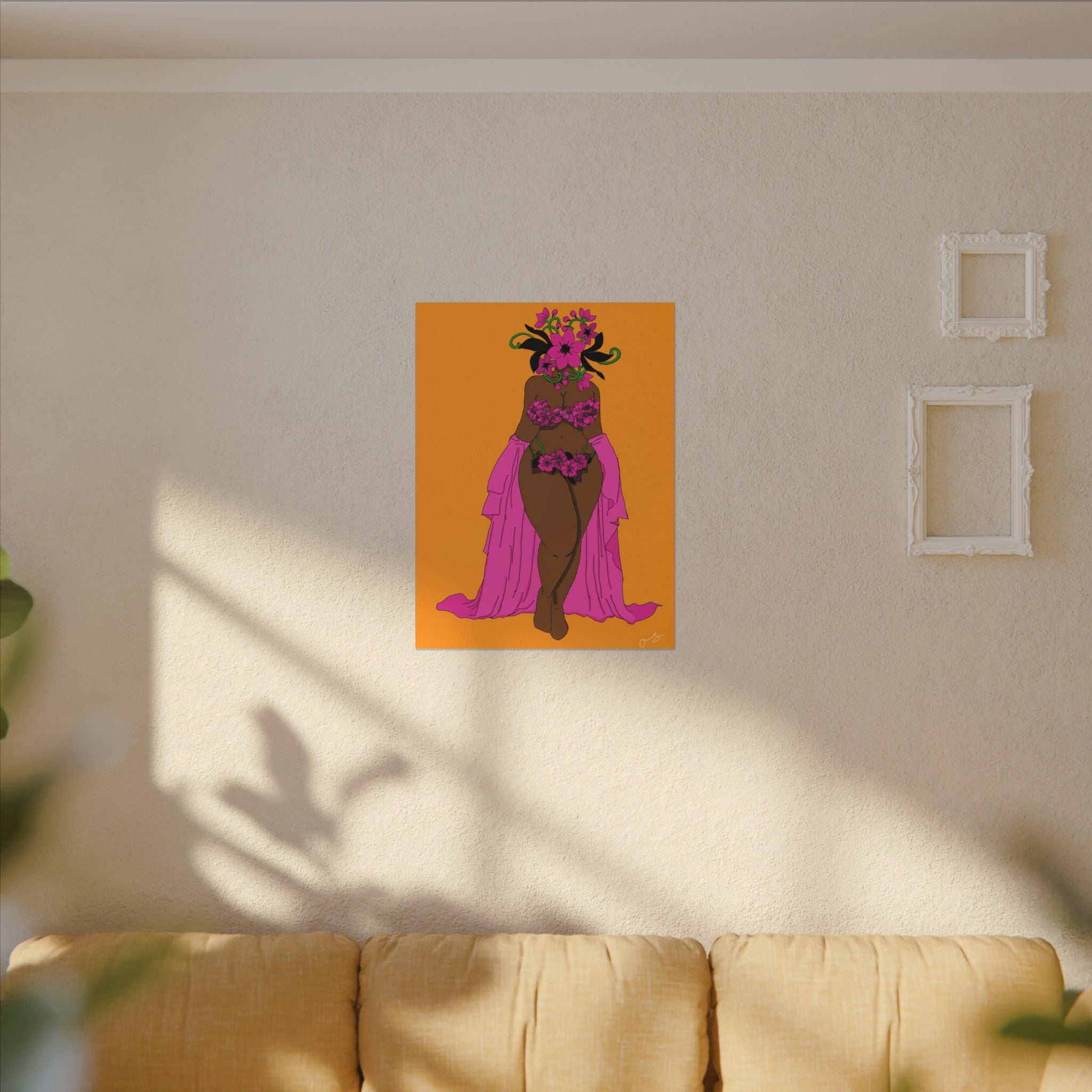 Woman and Her Garden ( Black outline | Digital Drawn)