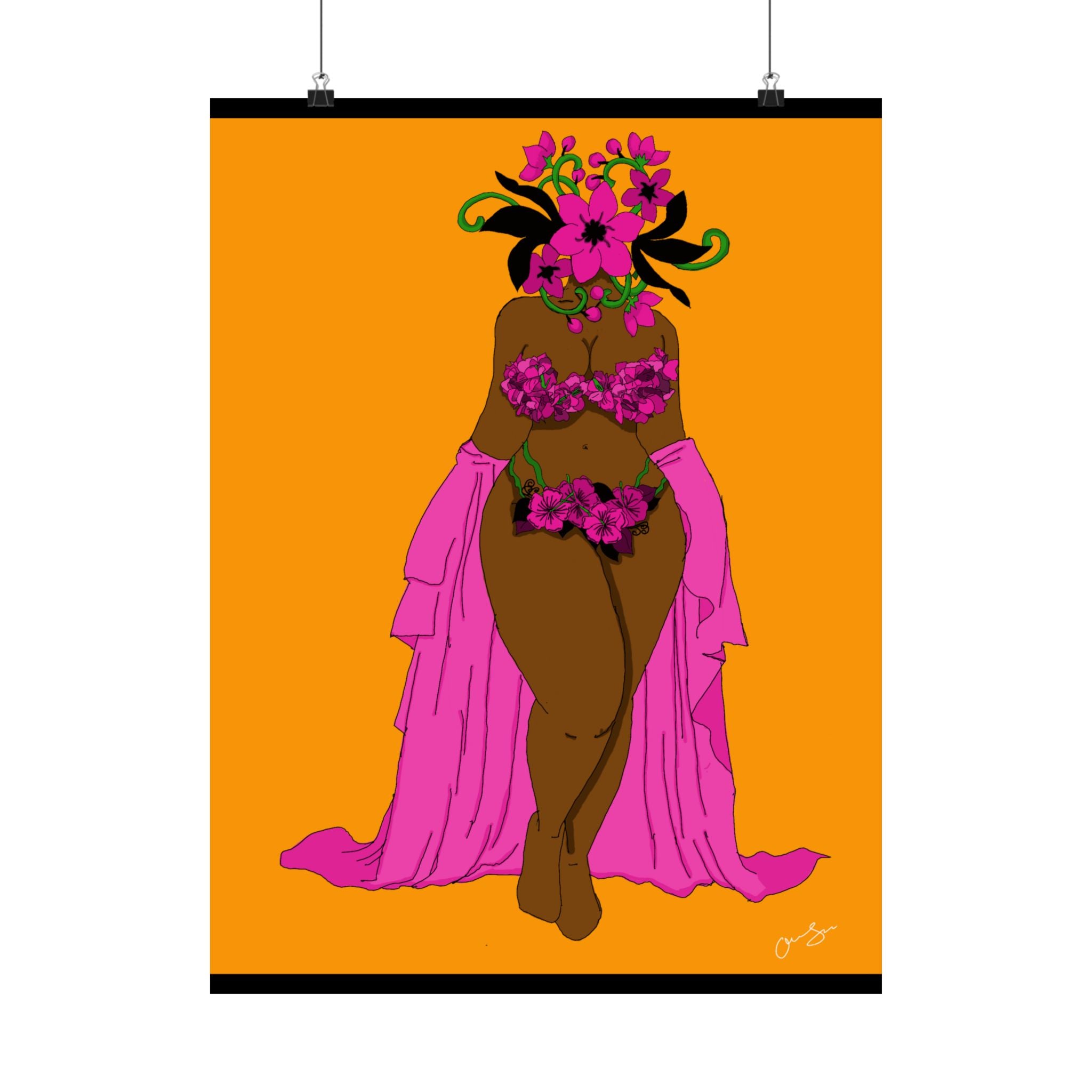 Woman and Her Garden Poster (Black Outline)