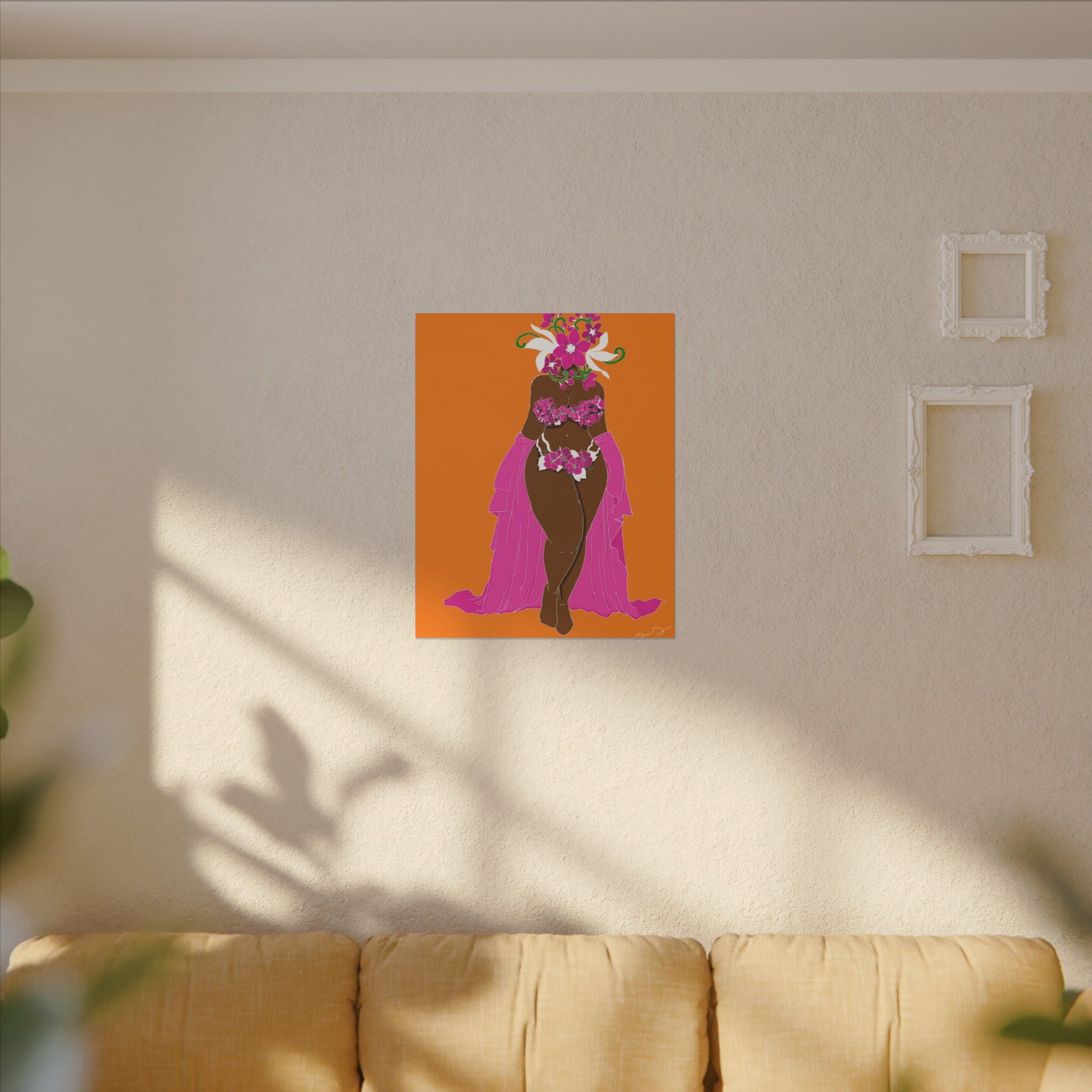 Woman and Her Garden (White outline | digital drawn)