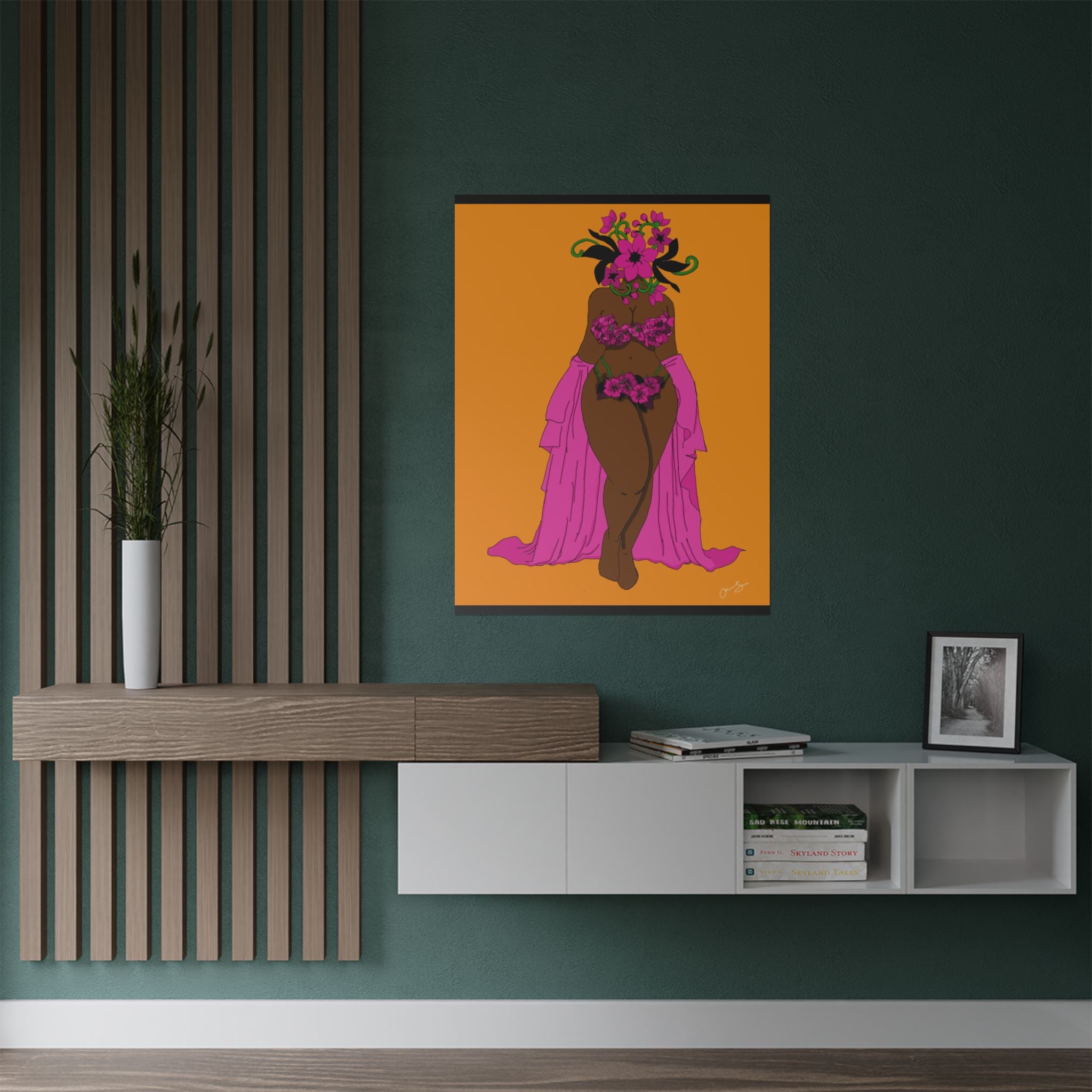 Woman and Her Garden Poster (Black Outline)