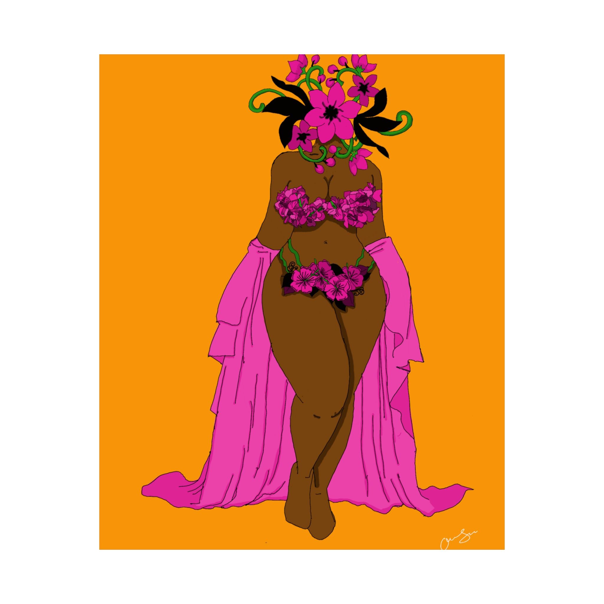 Woman and Her Garden Poster (Black Outline)