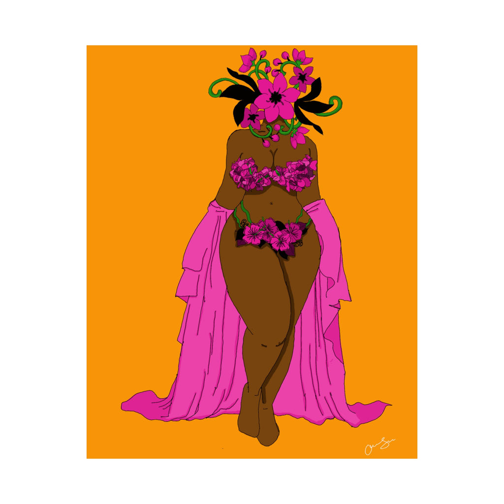 Woman and Her Garden Poster (Black Outline)