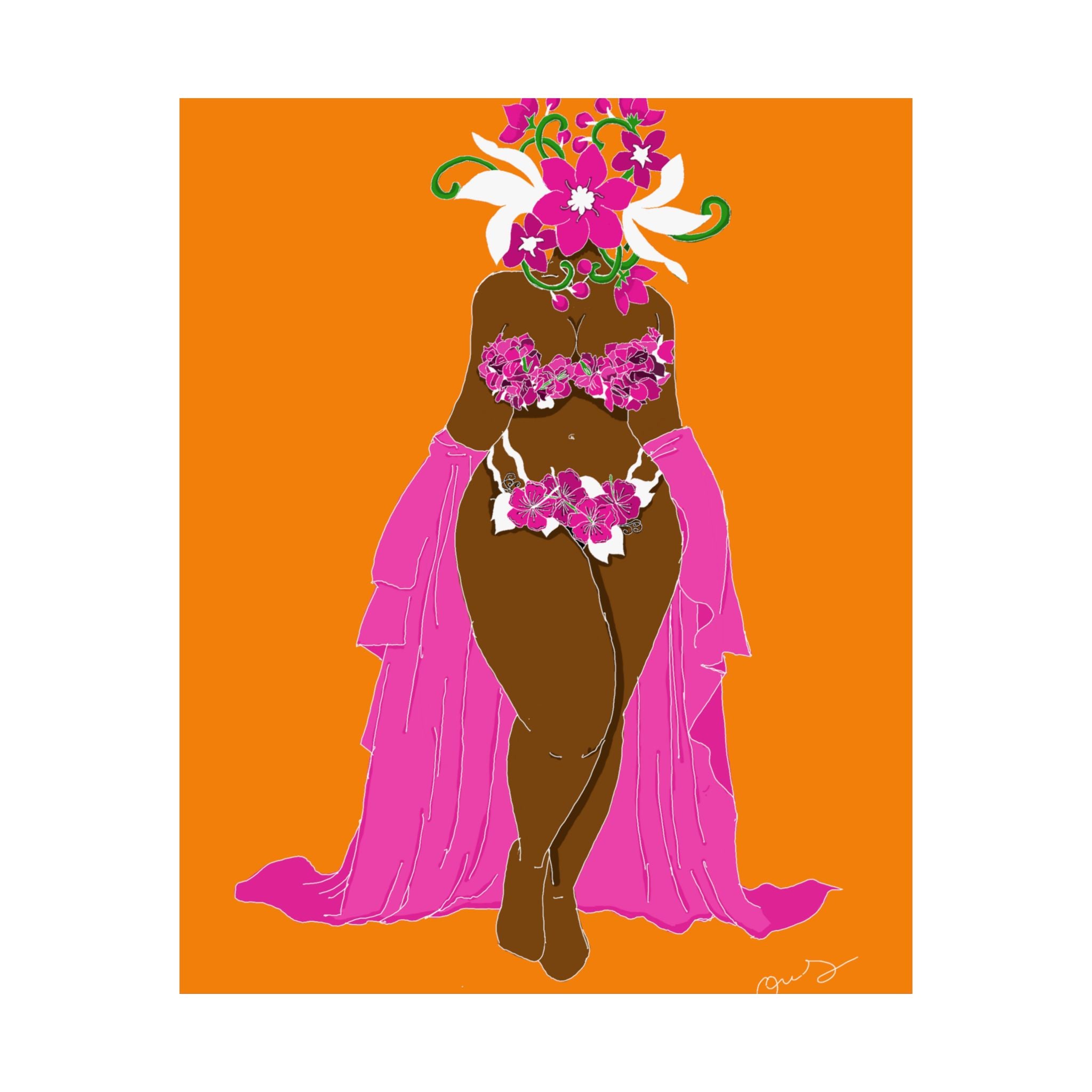 Woman and Her Garden (White Outline)