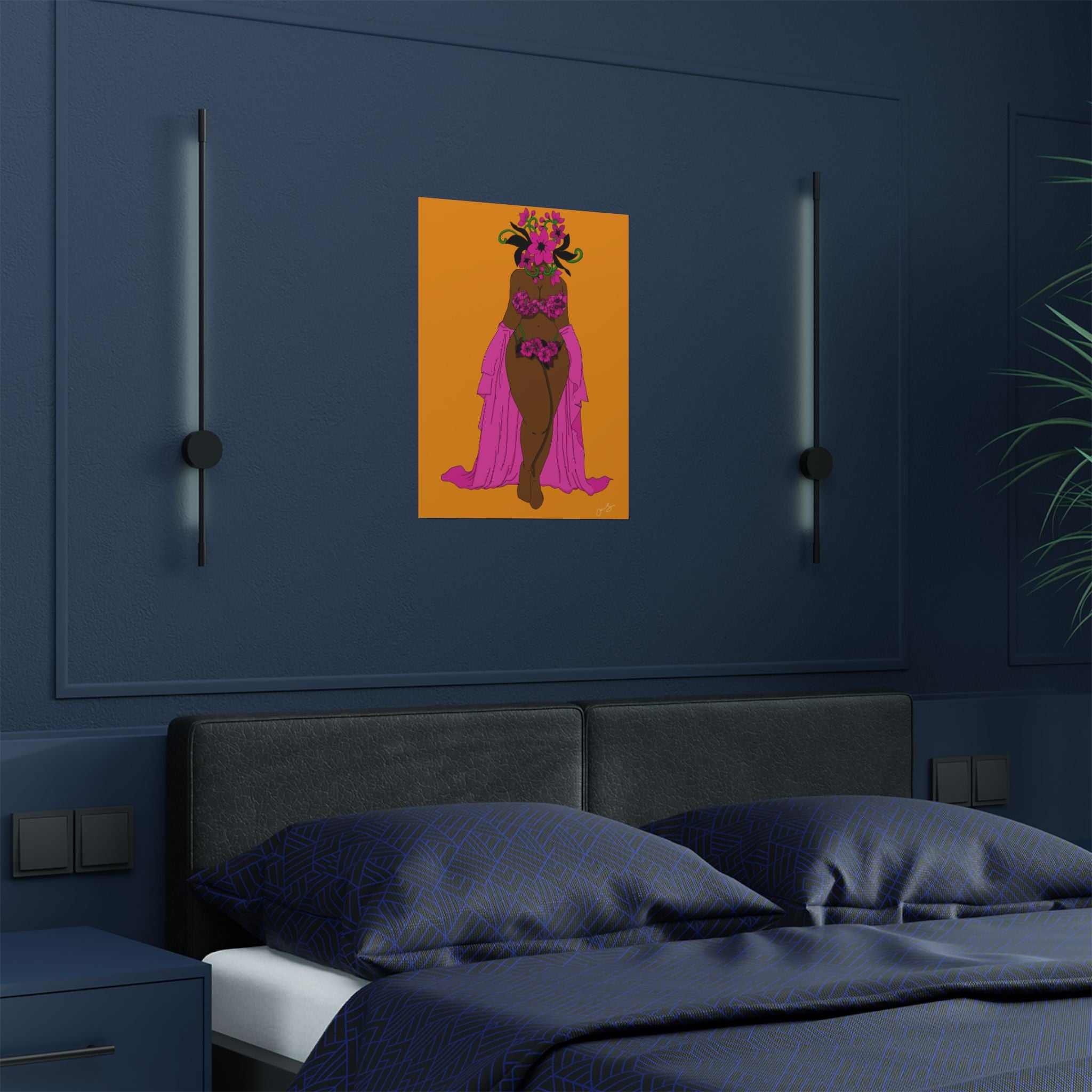 Woman and Her Garden Poster (Black Outline)