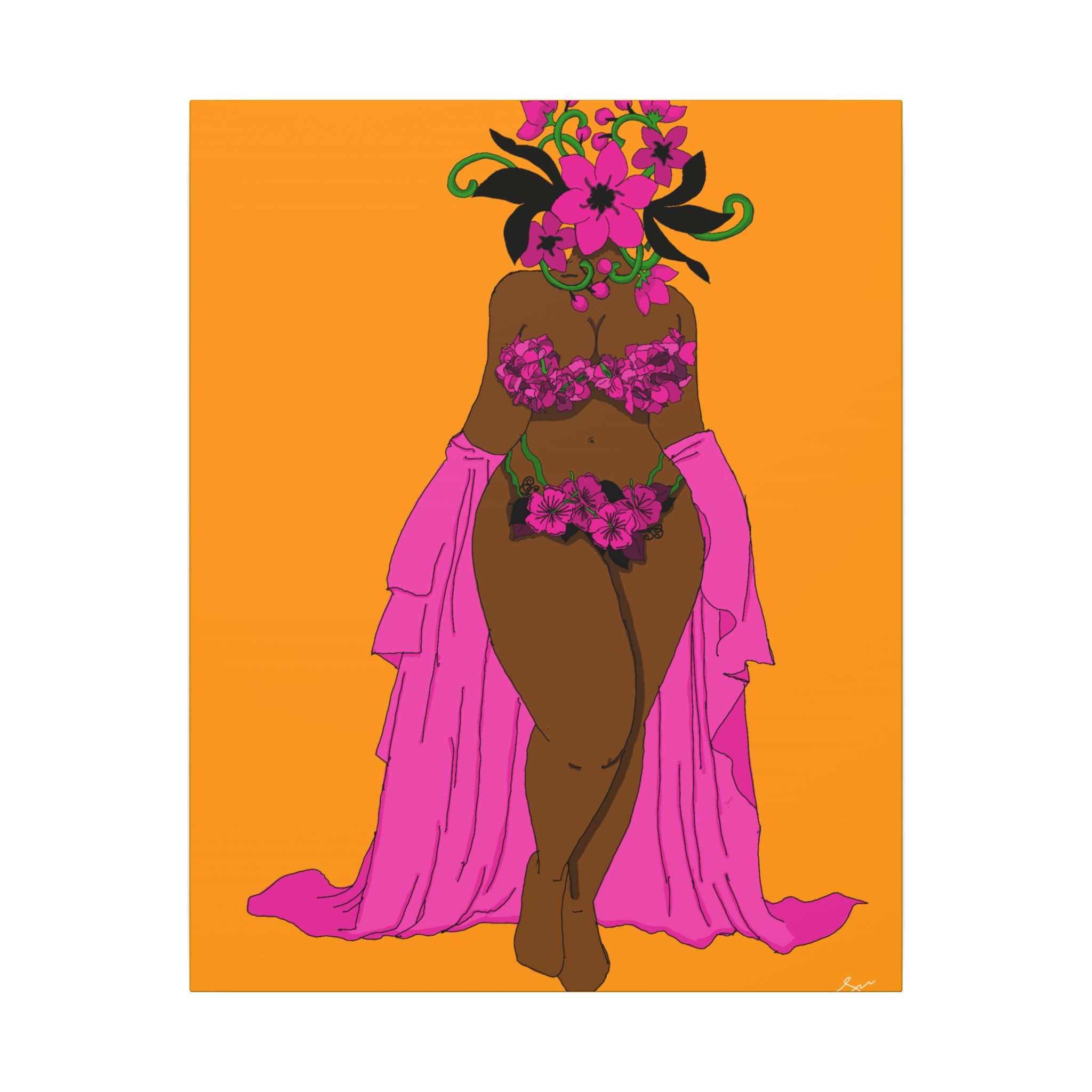 Woman and Her Garden ( Black outline | Digital Drawn)