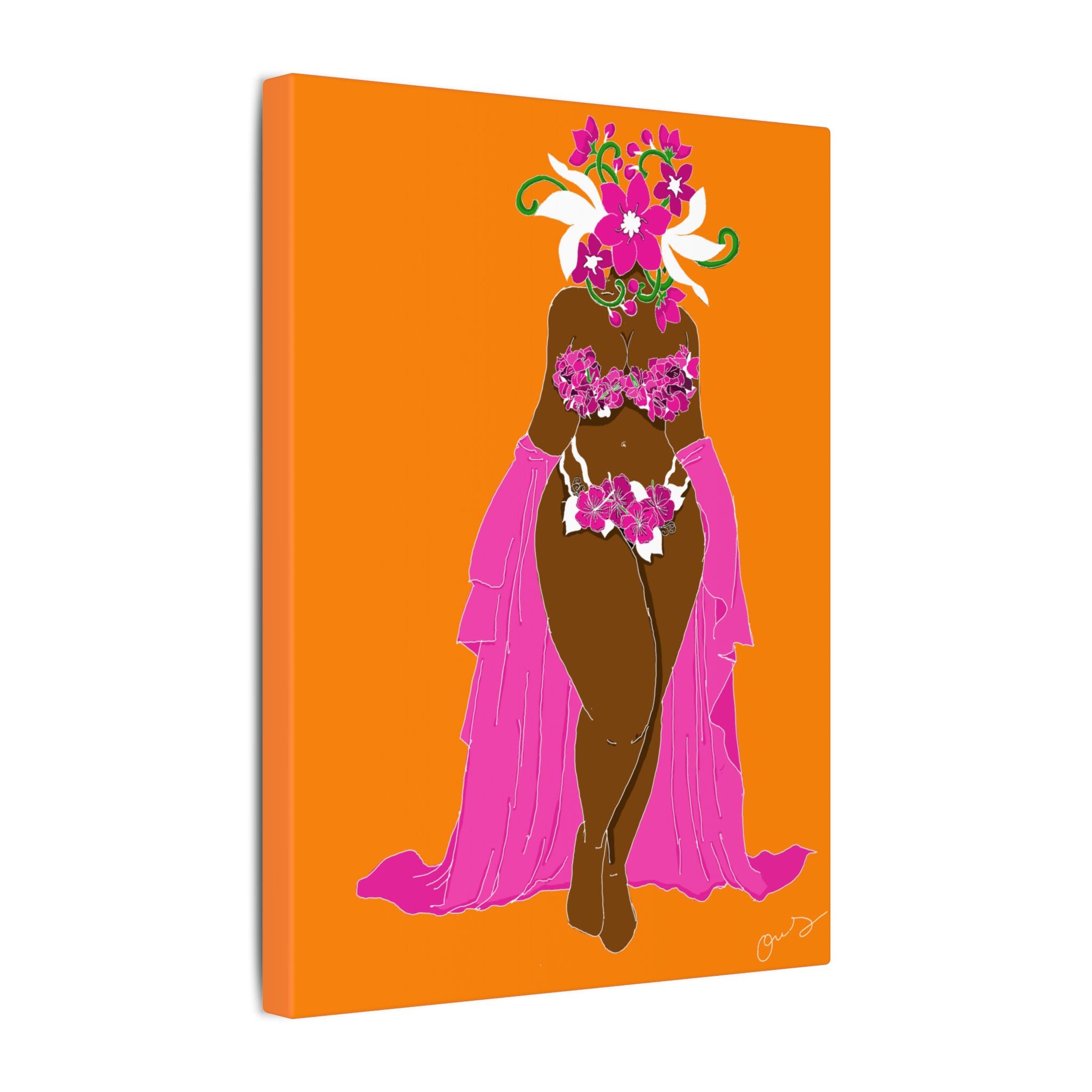 Woman and Her Garden (White outline | digital drawn)