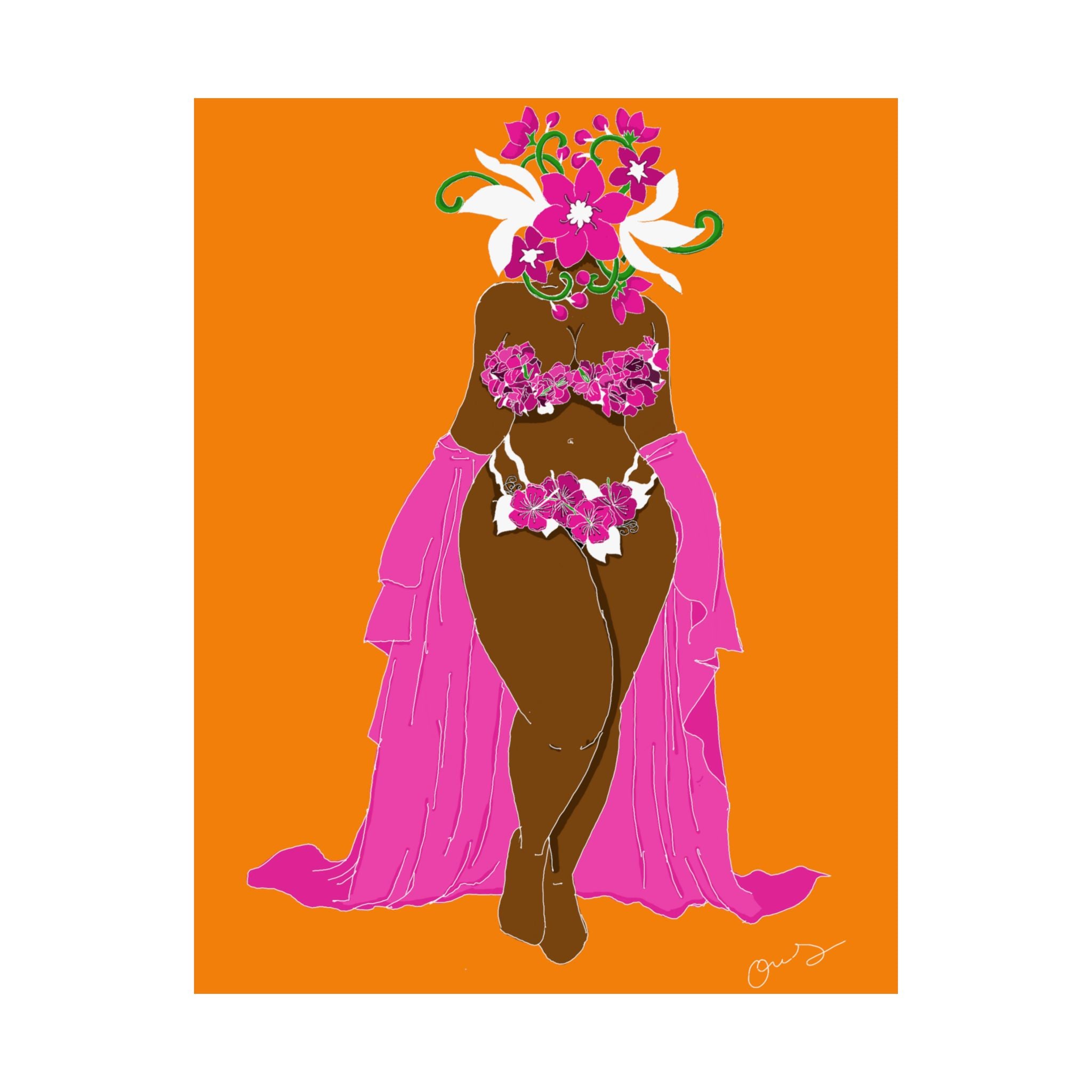 Woman and Her Garden (White Outline)