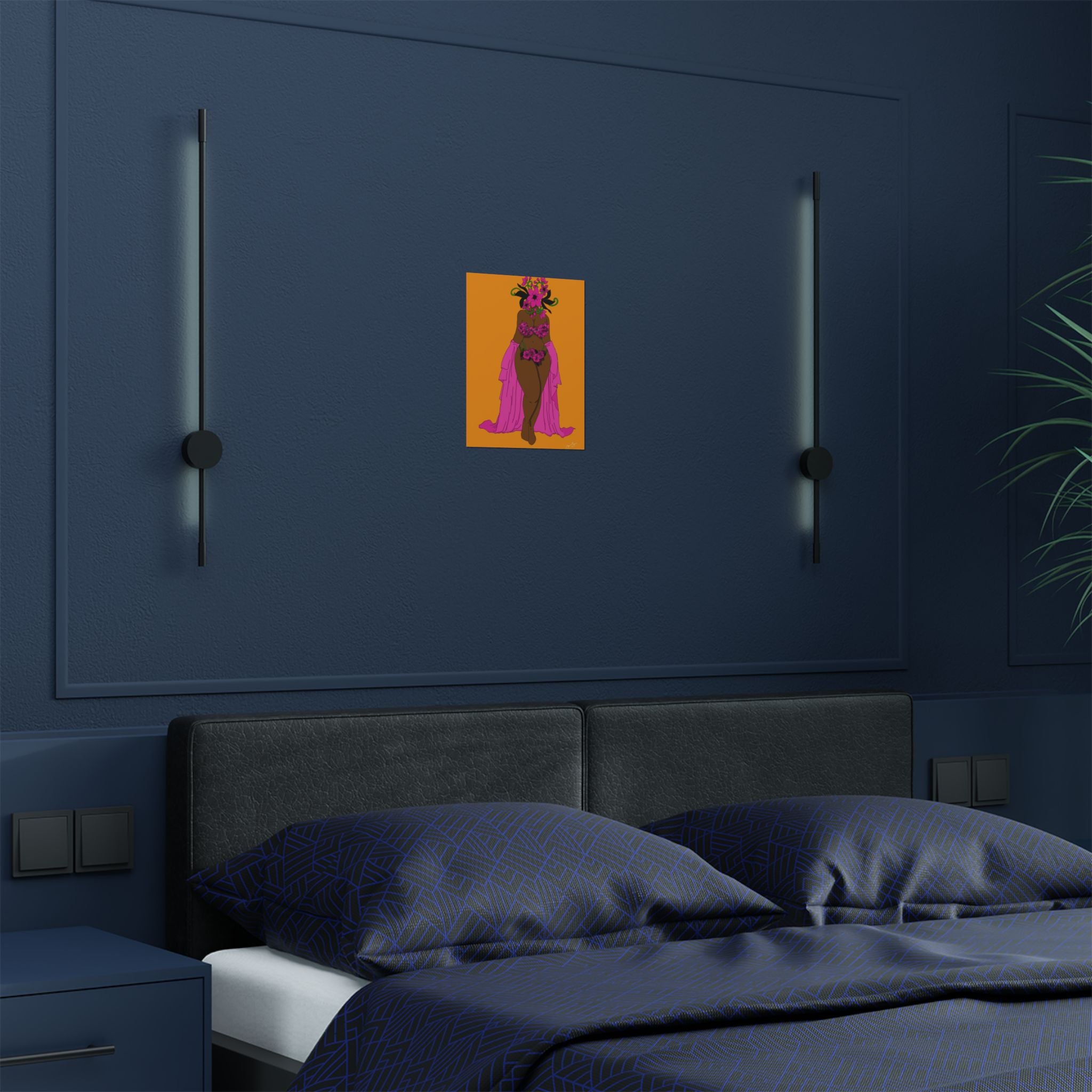 Woman and Her Garden Poster (Black Outline)