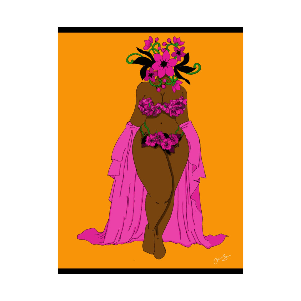 Woman and Her Garden Poster (Black Outline)