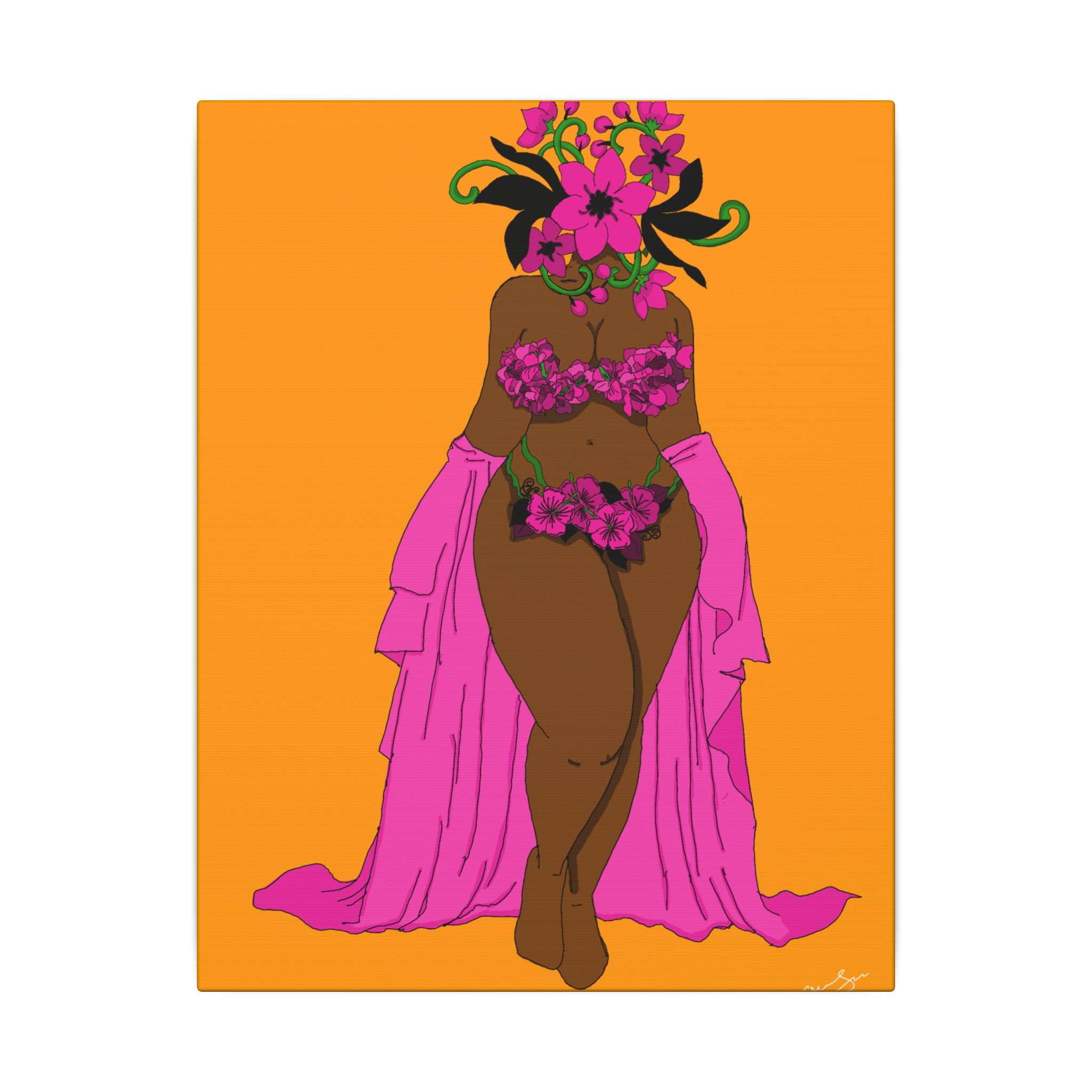 Woman and Her Garden ( Black outline | Digital Drawn)