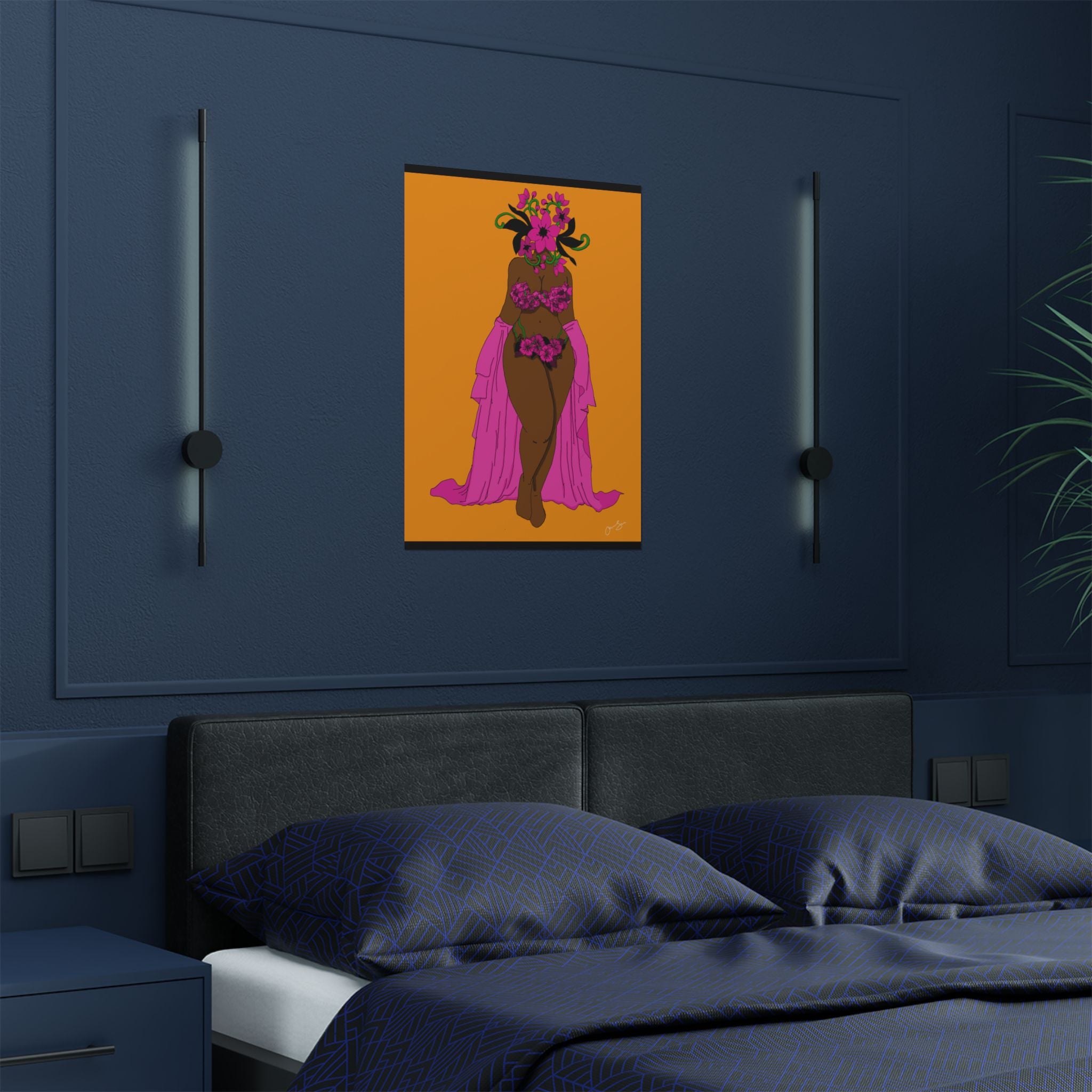 Woman and Her Garden Poster (Black Outline)