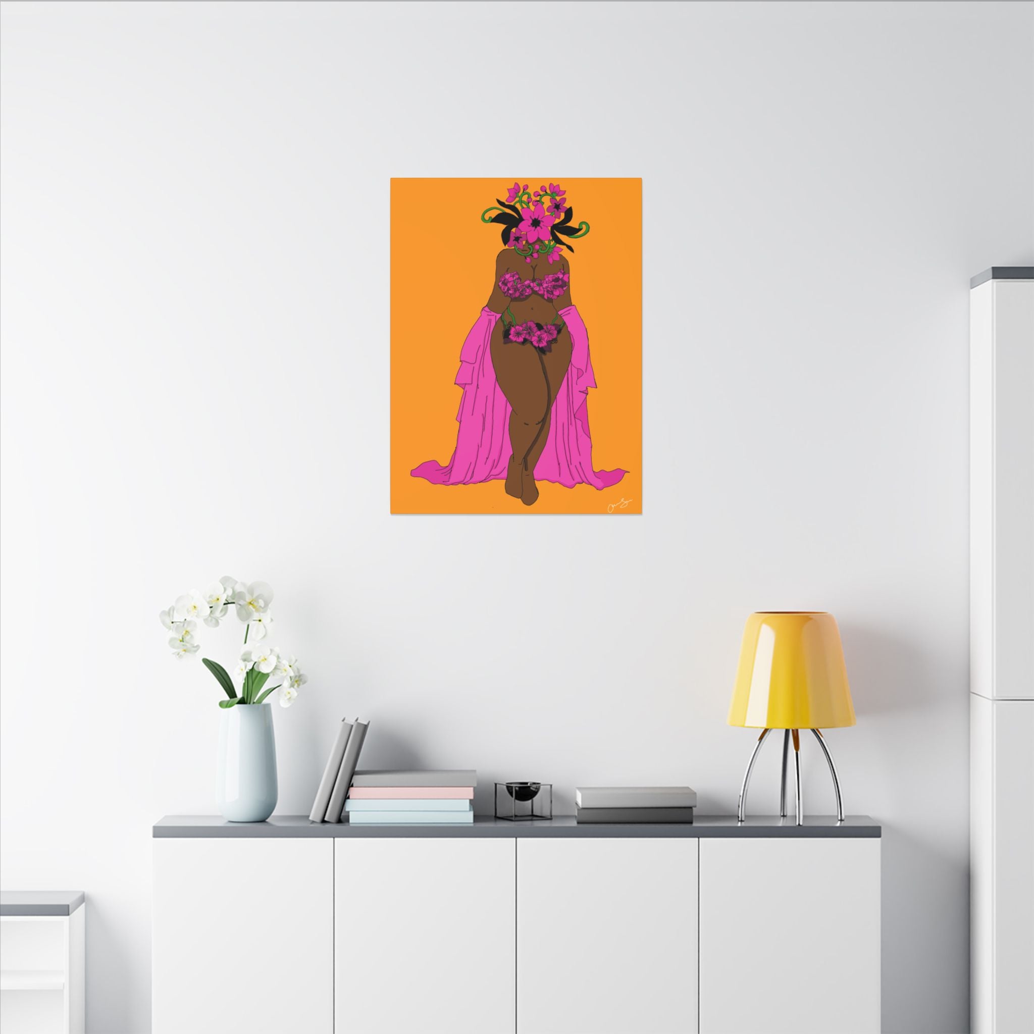 Woman and Her Garden ( Black outline | Digital Drawn)