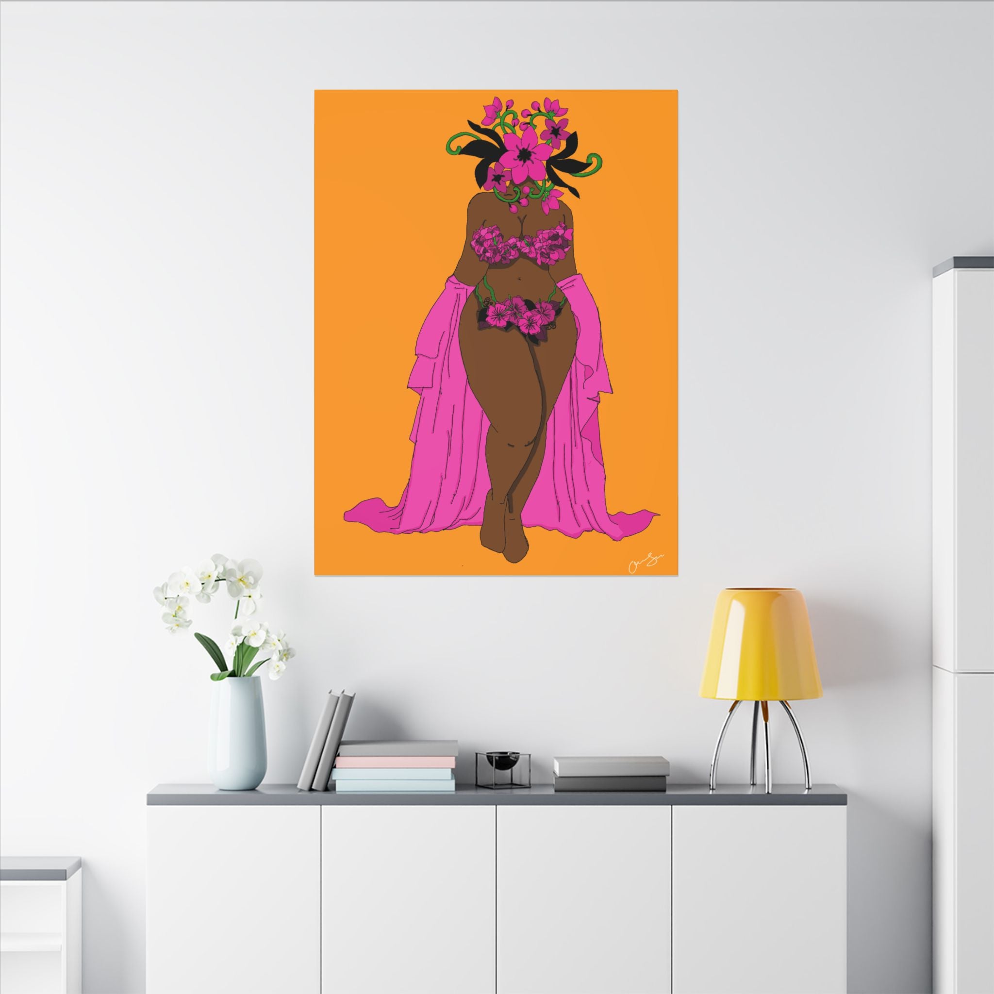 Woman and Her Garden ( Black outline | Digital Drawn)