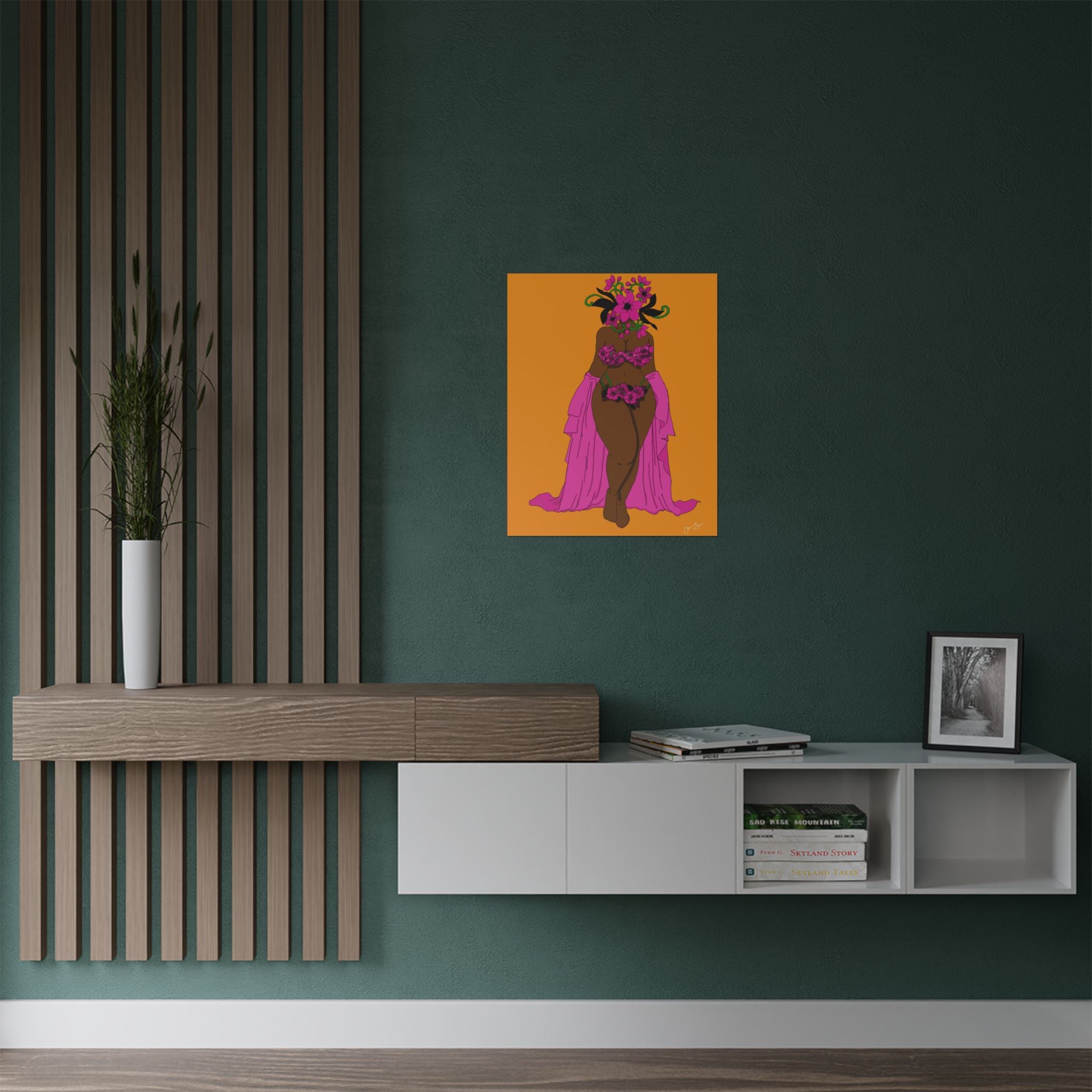 Woman and Her Garden Poster (Black Outline)